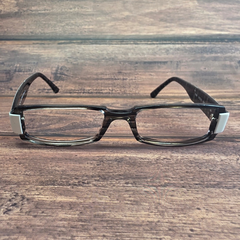 Karavan 7199 D11 Brown Striped White Rectangular Eyeglass Frame France 51-17-135